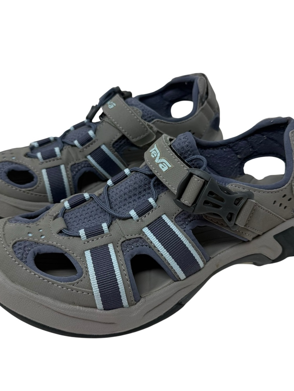 Teva Omnium Womens size 8 Hiking Sandals Blue Grey Closed Toe Water Shoes - Picture 3 of 6
